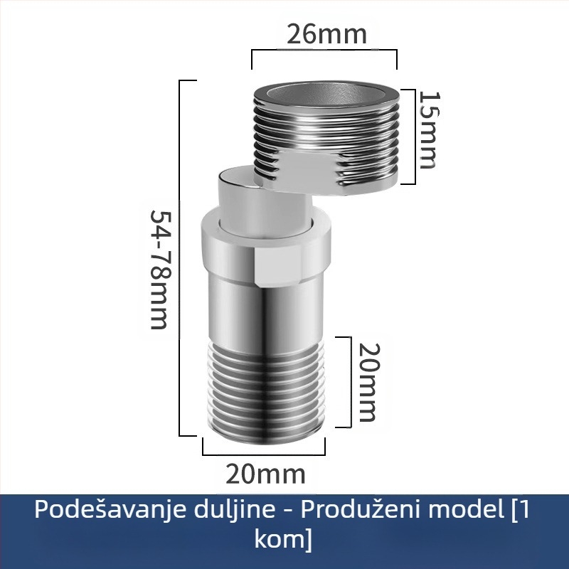 Tuš slavina s podesivim teleskopskim zakrivljenim nogama, produženi kut, bakreno tijelo, spoj
