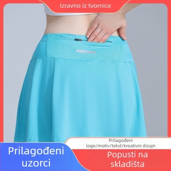 Suknja, jednobojna, ljetna poliester tkanina, pogodna za trčanje i stolni tenis/badminton.