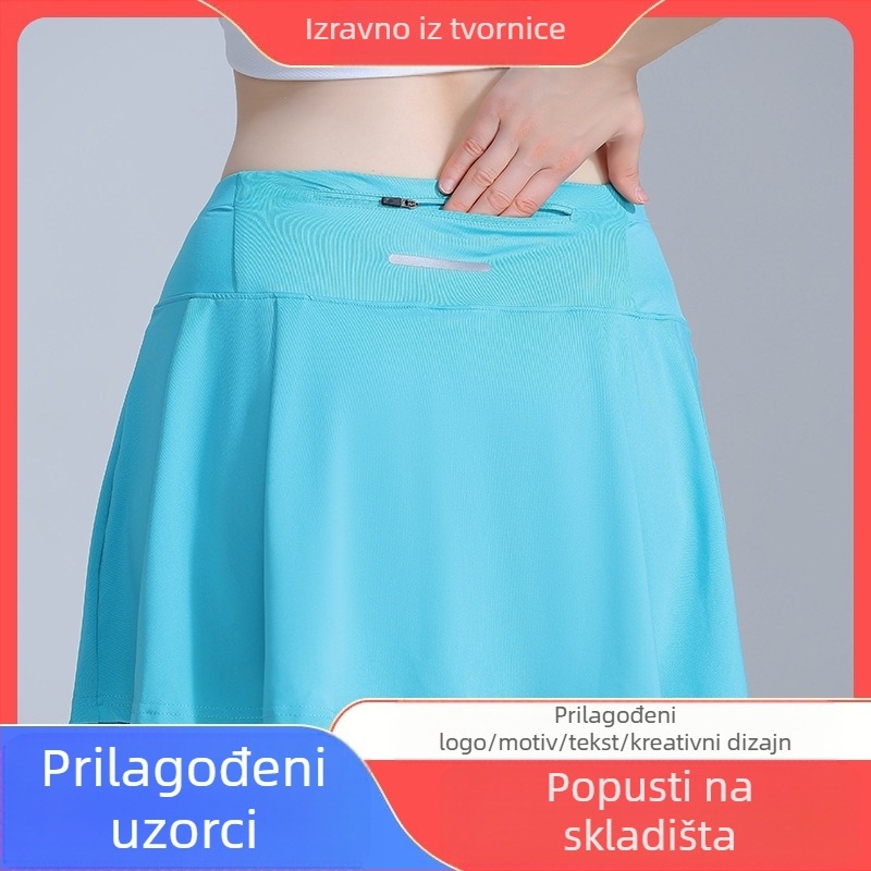 Suknja, jednobojna, ljetna poliester tkanina, pogodna za trčanje i stolni tenis/badminton.