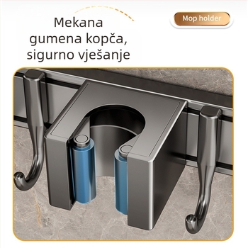Držač za mop od aluminijske legure, moderan minimalistički dizajn; težina 0,6 kg; obrada: premaz plastikom + injekcijsko oblikovanje