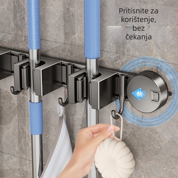 Držač za mop od aluminijske legure, moderan minimalistički dizajn; težina 0,6 kg; obrada: premaz plastikom + injekcijsko oblikovanje