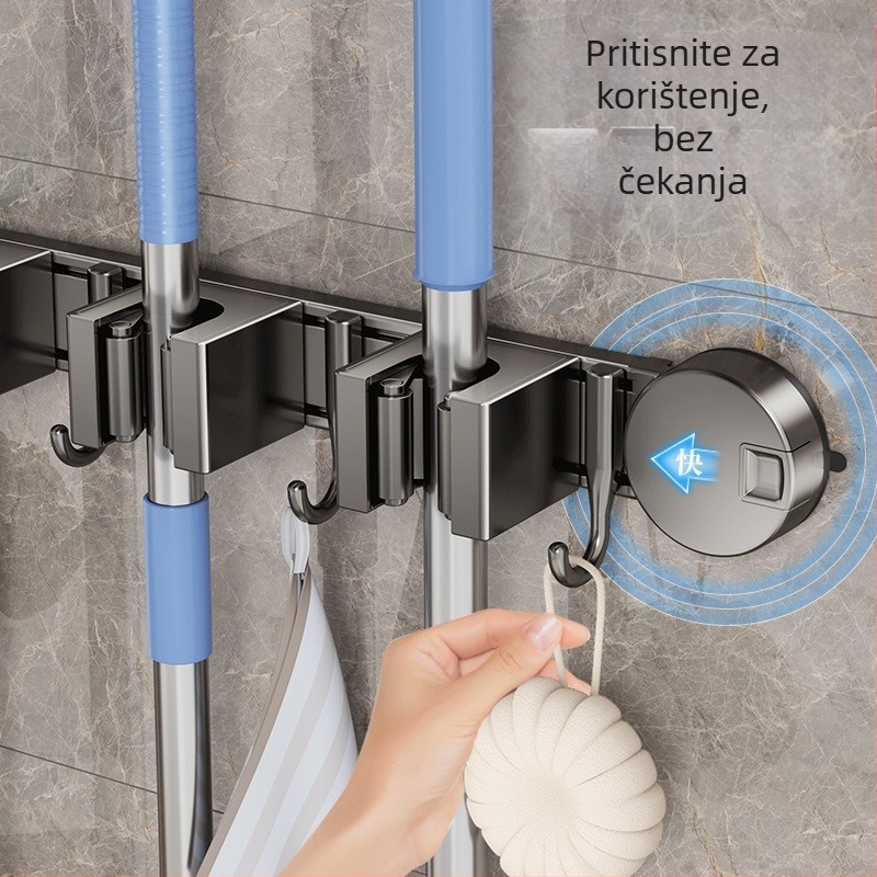 Držač za mop od aluminijske legure, moderan minimalistički dizajn; težina 0,6 kg; obrada: premaz plastikom + injekcijsko oblikovanje