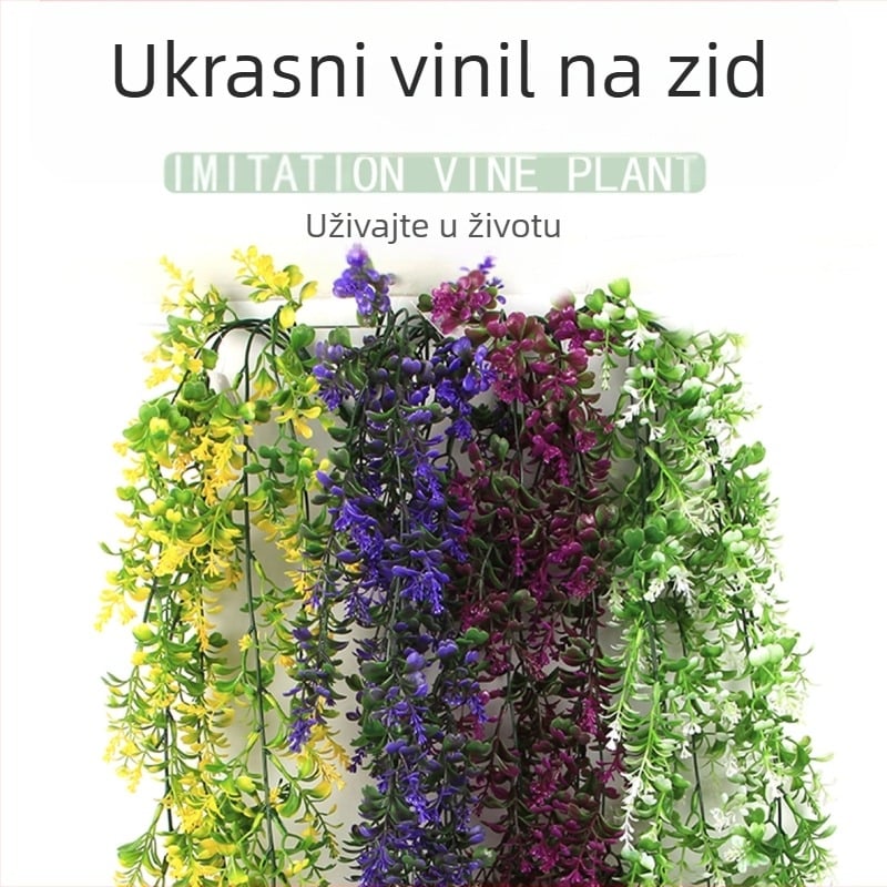 Umjetna biljka od ratana za zidno vješanje – simulirana biljka, plastične cvjetove, polumanualna izrada
