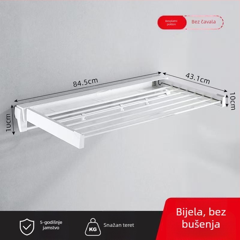 Vješalica za sušenje odjeće s jednim stupom, instalacija bez bušenja, moderni minimalistički stil, ABS+ aluminijska cijev