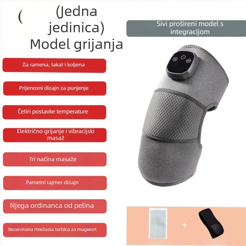 Električna koljena jastučić za zagrijavanje i masažu koljena, ramena i lakta – inteligentna kontrola temperature; 7W; 40–65°C; 204 g; materijal: najlon/spandeks.