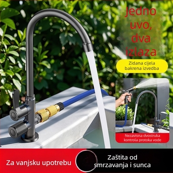 Bakrena vanjska slavina za pranje umivaonika i auta, s bakrenim jezgrenim ventila, 0-90°C, 0,1-0,9 MPa, sjedeća ugradnja