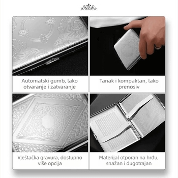 Kutija za cigarete – kožno-metalna, za 20 cigareta, prenosna, otporna na pritisak, moderan minimalistički stil