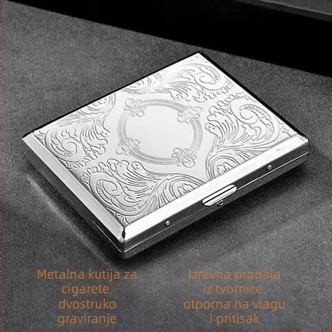 Kutija za cigarete – kožno-metalna, za 20 cigareta, prenosna, otporna na pritisak, moderan minimalistički stil