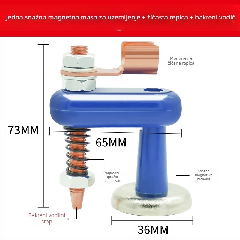 Pomoć za zavarivanje: snažan magnetni uzemljivački držač s fiksiranim željeznim vrhom