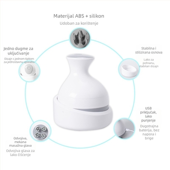 Masazer za glavu za kućne ljubimce s čišćenjem dlake mačke i masažom akupunkturnih točaka – električni osmeroprsti masažer IK-T1, punjenje, računalno upravljanje, 3 brzine, vibracija