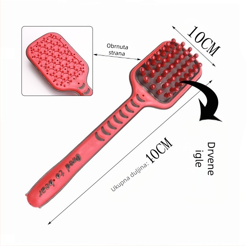 Drveni masažni čekić s zračnom jastukom i silikonskim masažnim glavama — mehaničko upravljanje, neprekidna brzina, za glavu, vrat, leđa, struk, kukove, noge i stopala