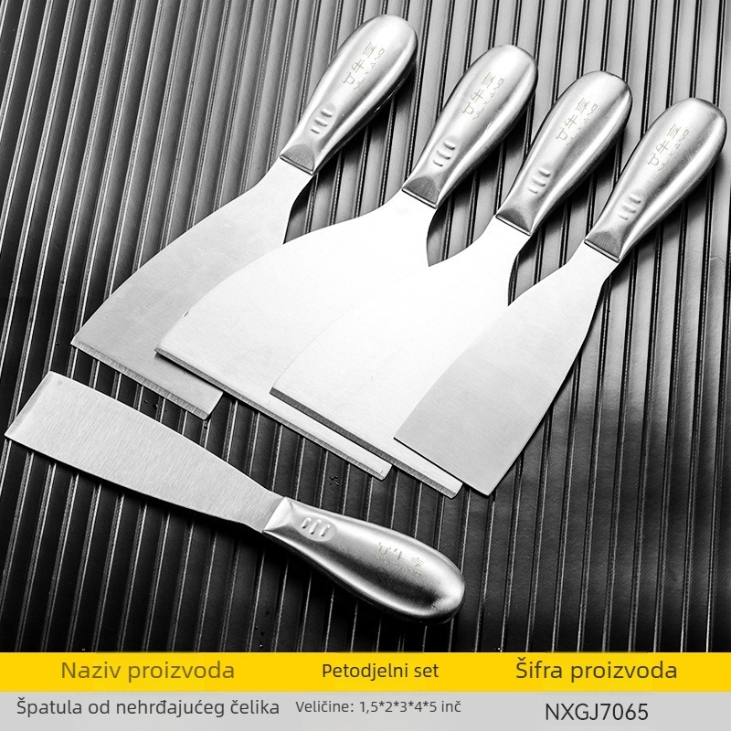 Jednokatni nož gleter od nehrđajućeg čelika, sablasta oštrica, za struganje boje sa zidova i glađenje ravnih površina