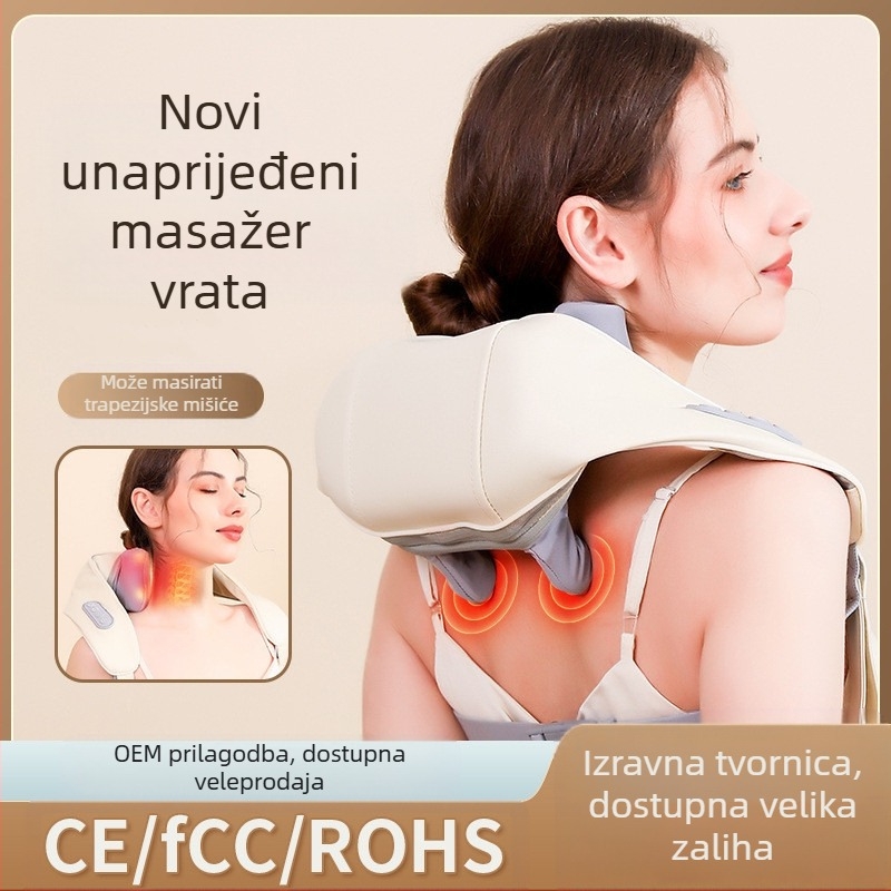 Masažer za vratnu kralježnicu za cijelo tijelo, infracrvena terapija, 6 glava za masažu, model FZ-666, punjiv, vremenski tajmer, kabelska kontrola, 3 brzine