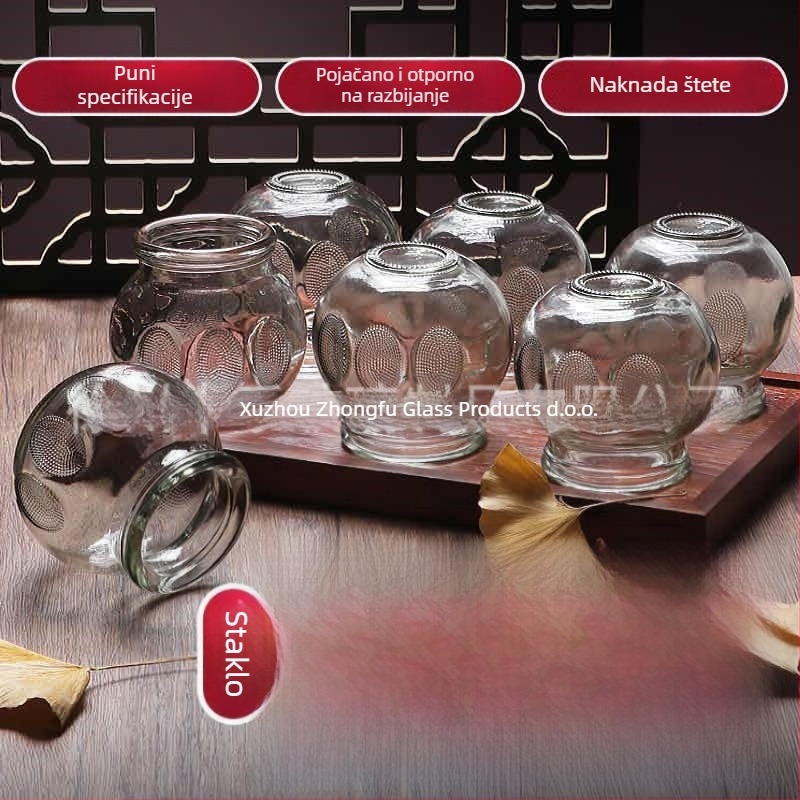 Vakuumski uređaj za cupping, stakleni set za cupping, za eterična ulja, licencirana privatna oznaka, mogućnost tiskanja logotipa