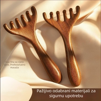 Sandalov masazni češalj od sandalovine za glavu, lice i tjeme – meridijanski masažni češalj