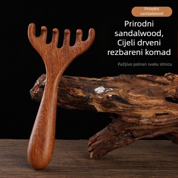 Sandalov masazni češalj od sandalovine za glavu, lice i tjeme – meridijanski masažni češalj