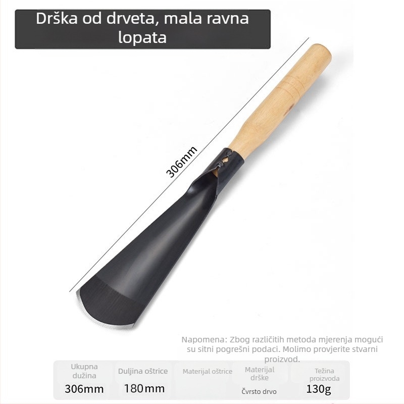 Lopata za češnjak i divlje povrće, metalna drška, glava 260 mm duga, širina 30 mm, težina glave 0,3 kg, Pro-election