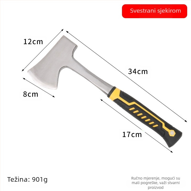 Geološki čekić s oštrim vrhom i plosnim licem, glava od mangansko čelika, drška od čelika, 1 kg