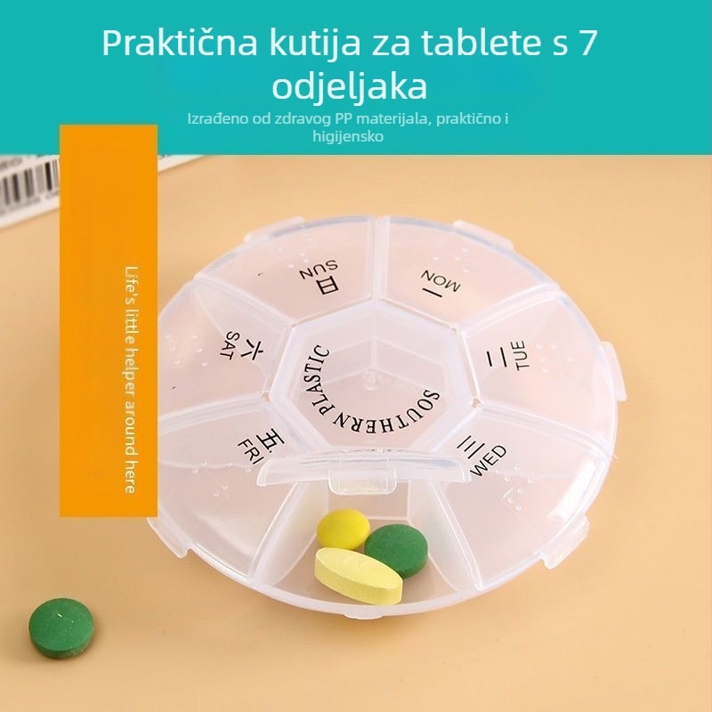 Prijenosna kutija za tablete od PP plastike, za lijekove, s poklopcem, prilagodljiva