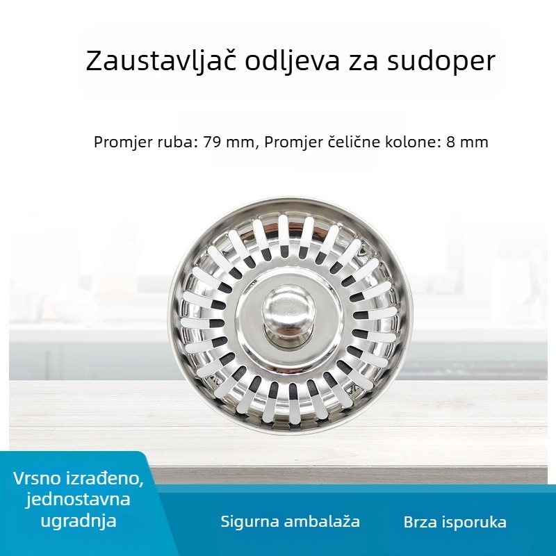 Nehrđajući čelični poklopac odvoda za kuhinjski sudoper, vodonepropusni kišobran model Waterproof umbrella; težina 40 g; presjek 79 tanak