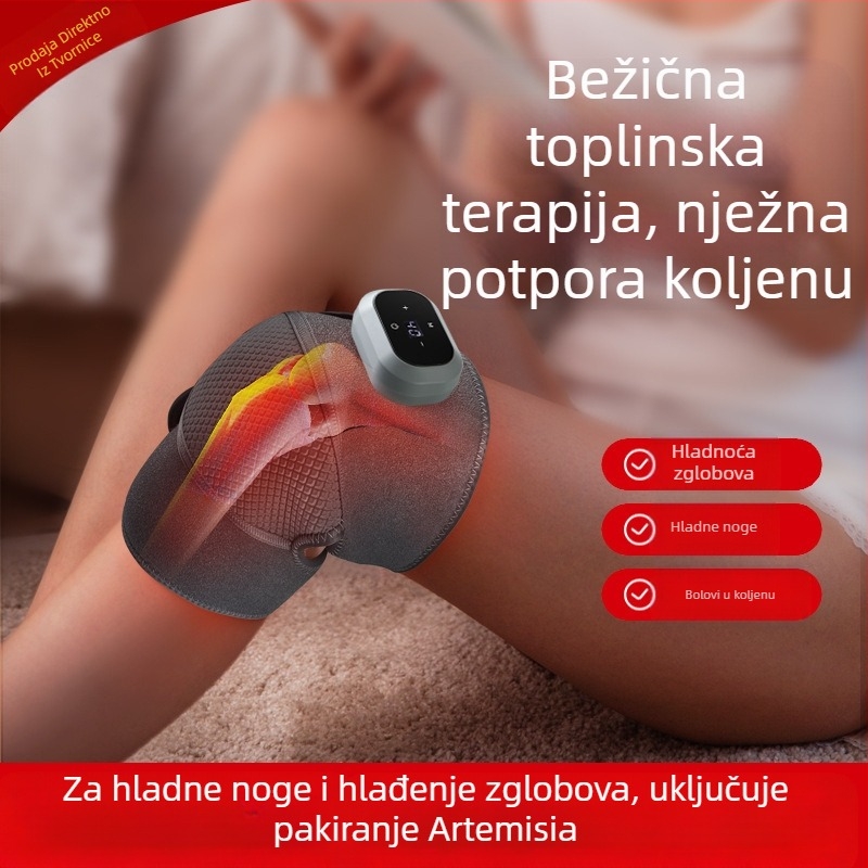 Masaža koljena s grijanjem i toplinskom terapijom, napajanje 3,7V, inteligentna kontrola temperature, grijanje na treću brzinu, raspon temperature 40–60°C