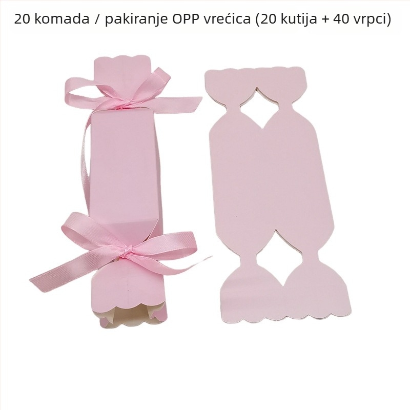 20-komadni set prugastih kutija za bombone — kvadratna papirnata kutija za darove, moderan stil, pogodno za vjenčanja