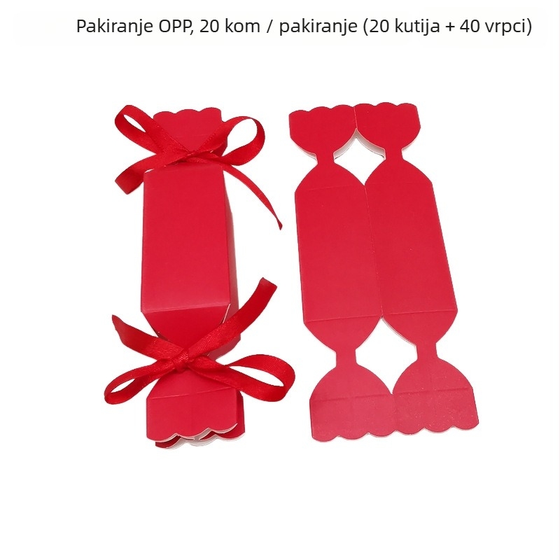 20-komadni set prugastih kutija za bombone — kvadratna papirnata kutija za darove, moderan stil, pogodno za vjenčanja
