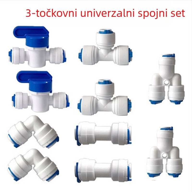 Set spojnika za filtriranje vode kroz cijevi, Model 46, materijal: prehrambeni POM, pakiranje: 1 set