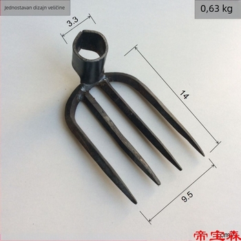 Ručna kovana glava grablja sa četiri zuba, željezna, za vrt i farmu