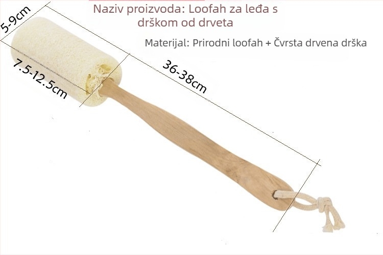 Četka za kupanje s dugim držalom i odvojivom loofom