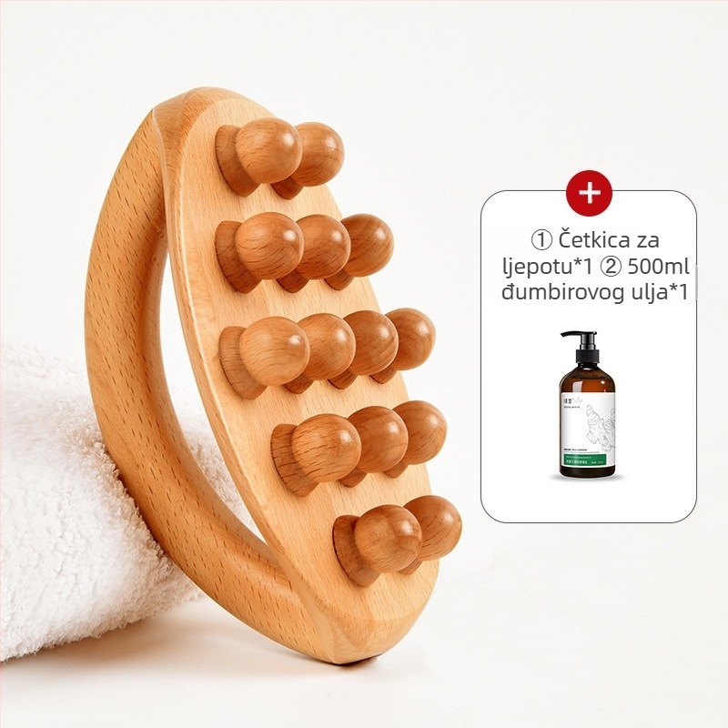 Plastični uređaj za vakuum (cupping) s jednoručnom masažnom četkom i 20 ml esencijalnog ulja
