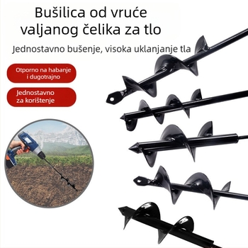 Ručna električna glava bušilice za bušenje tla sa spiralnim šipom — opuštanje tla, sadnja sadnica, bušenje rupa i kopanje jama u stakleniku