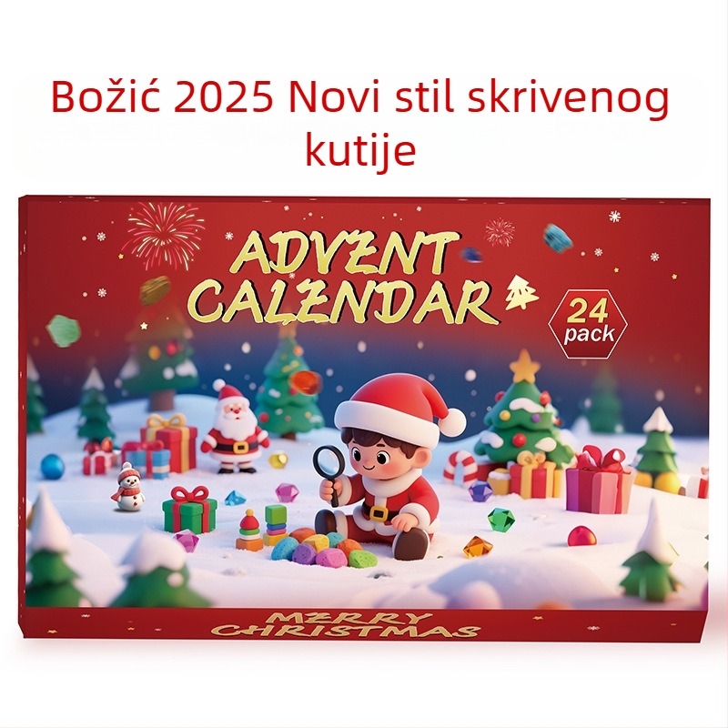Set prirodnih kristalnih grubih kamenja u darovnoj kutiji s 24 pretinaca — moderan minimalistički stil
