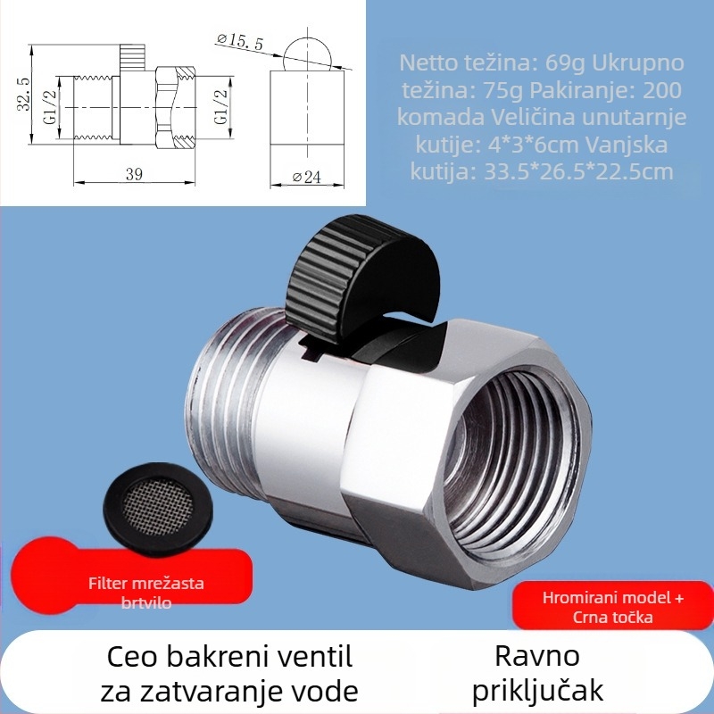 JF360 Mesing ravni i kutni ventil za WC sprej — navoj, Ø20 mm, 1,6 MPa