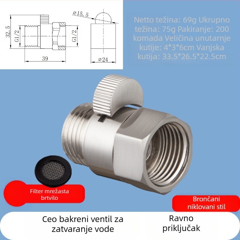 JF360 Mesing ravni i kutni ventil za WC sprej — navoj, Ø20 mm, 1,6 MPa