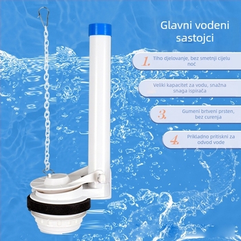 Podijeljeni vodeni ulazni ventil za WC spremnik – PP materijal, način rada: prednje povlačenje / gornje pritisnite, sanitarna oprema