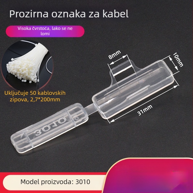 Nazivna pločica za kabelske žice, vodootporan proziran okvir oznake, PP materijal, za unutarnju i vanjsku upotrebu, kompatibilna s tiskarskim modelima 3010/3020/4010/4020