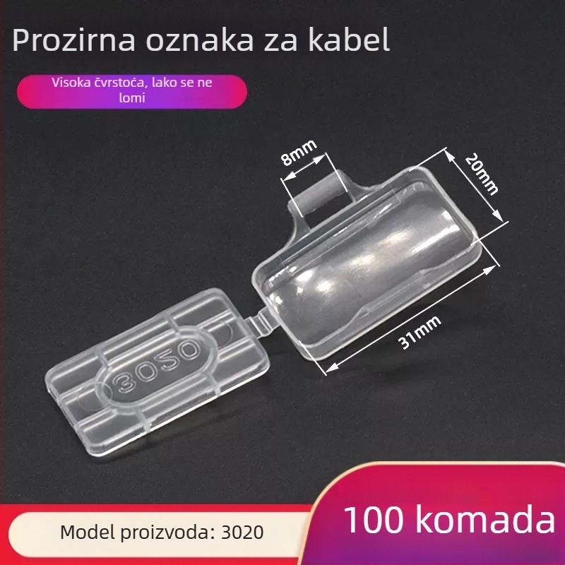 Nazivna pločica za kabelske žice, vodootporan proziran okvir oznake, PP materijal, za unutarnju i vanjsku upotrebu, kompatibilna s tiskarskim modelima 3010/3020/4010/4020