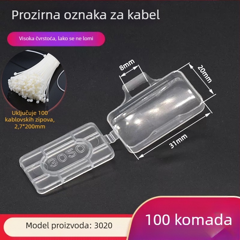 Nazivna pločica za kabelske žice, vodootporan proziran okvir oznake, PP materijal, za unutarnju i vanjsku upotrebu, kompatibilna s tiskarskim modelima 3010/3020/4010/4020