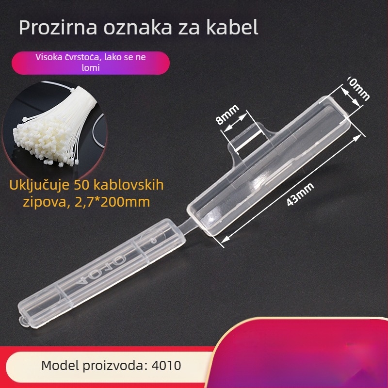 Nazivna pločica za kabelske žice, vodootporan proziran okvir oznake, PP materijal, za unutarnju i vanjsku upotrebu, kompatibilna s tiskarskim modelima 3010/3020/4010/4020