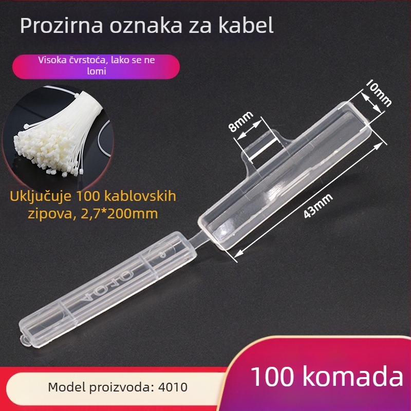Nazivna pločica za kabelske žice, vodootporan proziran okvir oznake, PP materijal, za unutarnju i vanjsku upotrebu, kompatibilna s tiskarskim modelima 3010/3020/4010/4020