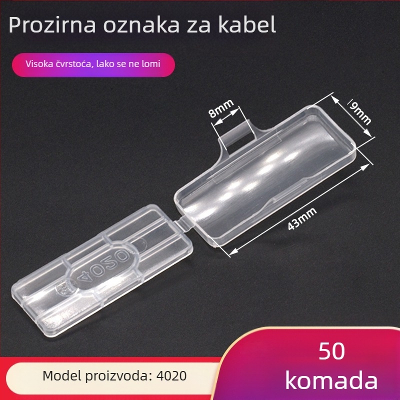 Nazivna pločica za kabelske žice, vodootporan proziran okvir oznake, PP materijal, za unutarnju i vanjsku upotrebu, kompatibilna s tiskarskim modelima 3010/3020/4010/4020