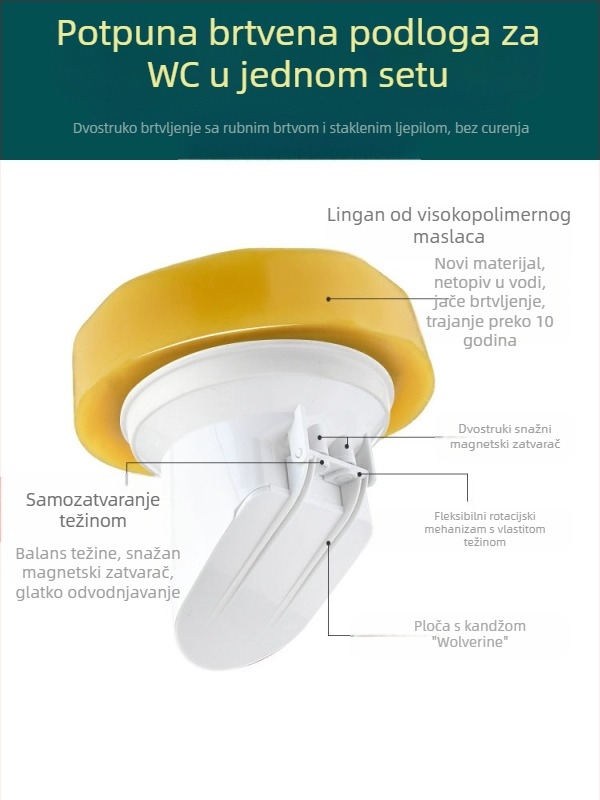 WC flanša, protupožni brtveni prsten, povećani dizajn, univerzalna osnova, gumeni odvodni prsten, nepropusno