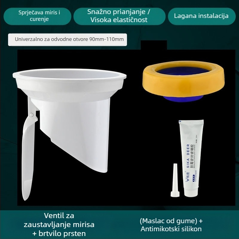 WC flanša, protupožni brtveni prsten, povećani dizajn, univerzalna osnova, gumeni odvodni prsten, nepropusno