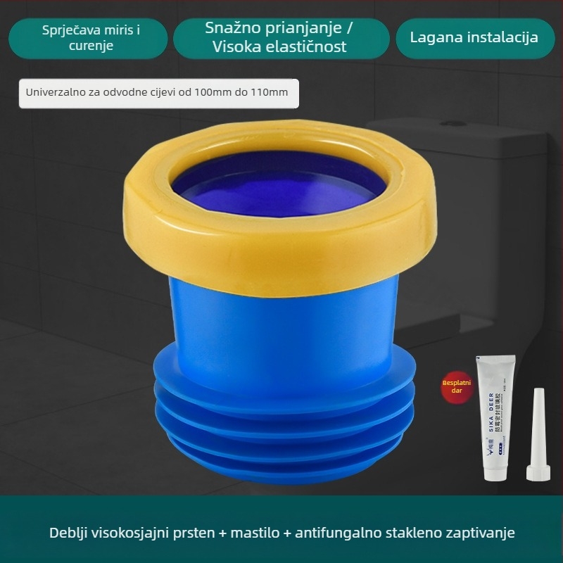WC flanša, protupožni brtveni prsten, povećani dizajn, univerzalna osnova, gumeni odvodni prsten, nepropusno