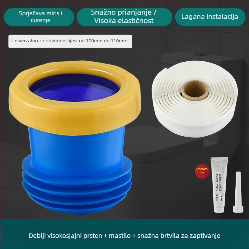 WC flanša, protupožni brtveni prsten, povećani dizajn, univerzalna osnova, gumeni odvodni prsten, nepropusno
