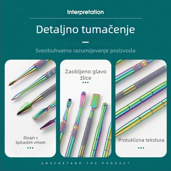 Set od nerđajućeg čelika za čišćenje lula i alate za rezbarenje, veličina 17,7 × 6 × 1,8 cm, težina oko 143 g; mogućnost otiska logotipa i privatne marke