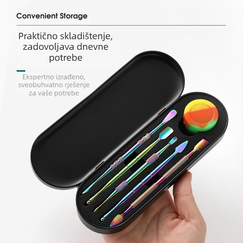 Set od nerđajućeg čelika za čišćenje lula i alate za rezbarenje, veličina 17,7 × 6 × 1,8 cm, težina oko 143 g; mogućnost otiska logotipa i privatne marke