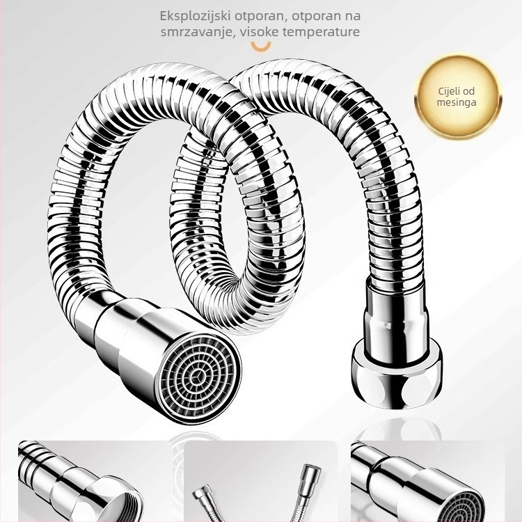 Proširivač izlije slavine s zaštitom od prskanja – 360° okret, nehrđajući čelik, keramički disk ventila (Model Aerator; za kuhinjsku slavinu; jednostavna konstrukcija)