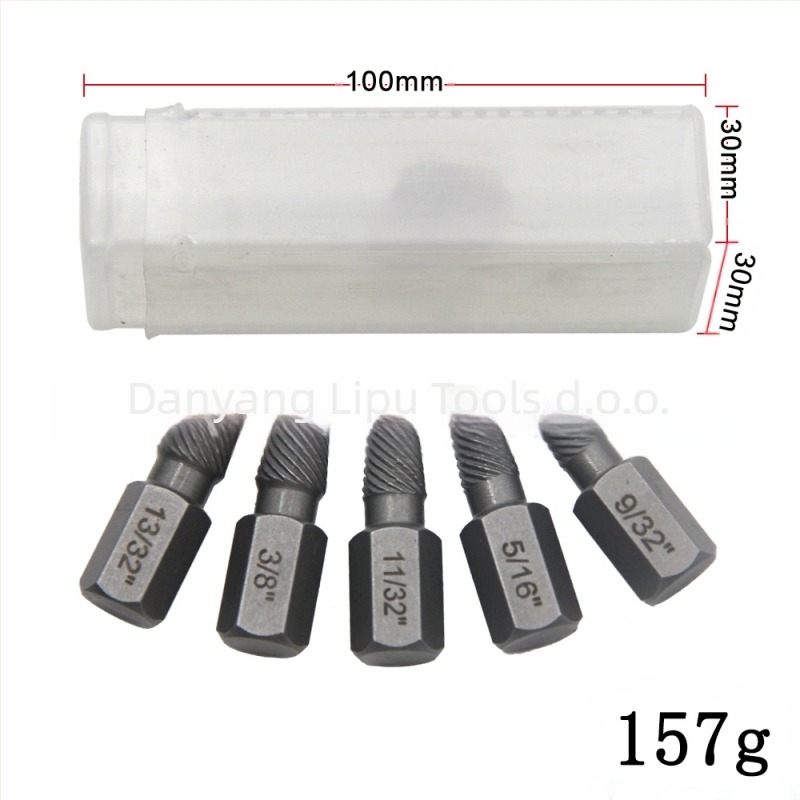 Set ekstraktora za odvrtanje svrdla za slomljene glave vijaka, britanski standard, višestruki uzorak, čelik 40Cr-V